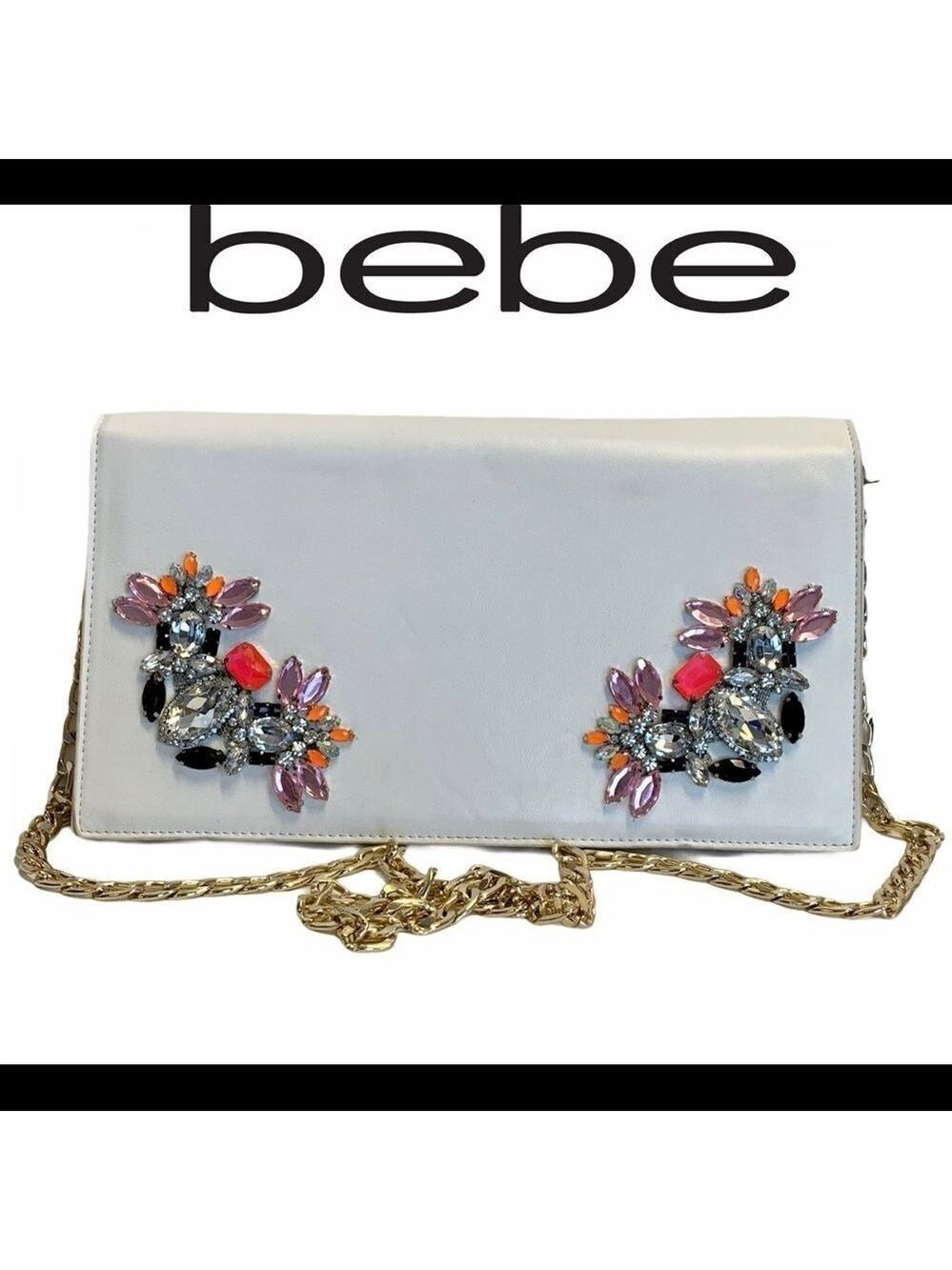 Bebe white Jewel embellished purse